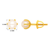 22k Gold Tiny Baby Pearl Stud Earring